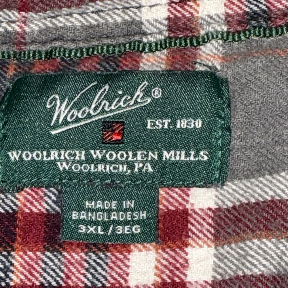 Woolrich Shirt Mens 3XLT Gray Red Heathered Tall Plaid Flannel Lumberjack Cabin - Picture 2 of 7